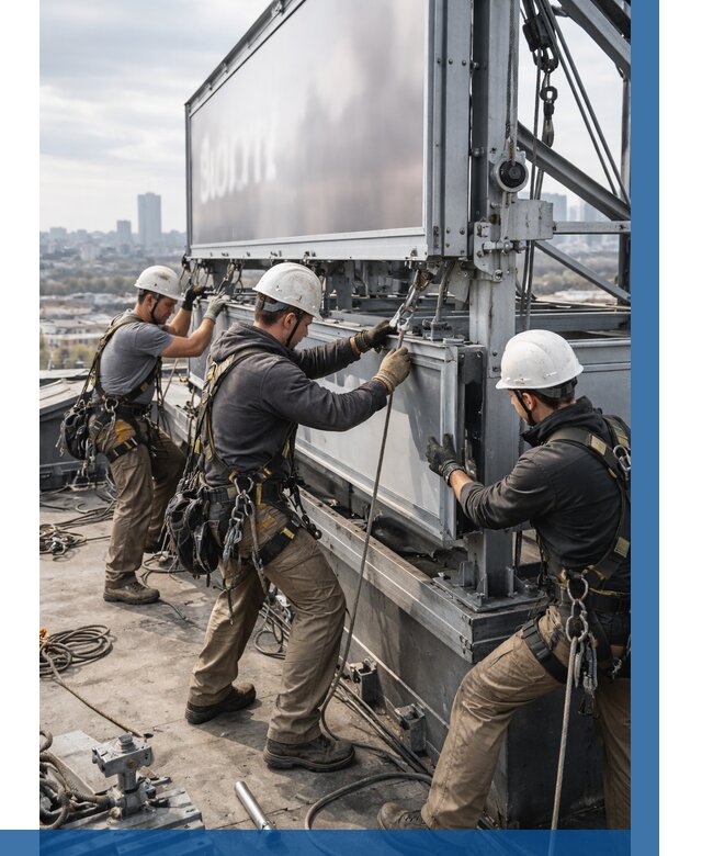 Монтаж крышной рекламной конструкции в Кингисеппе от 62304 р.|ВЫСОТНИК-Кгп