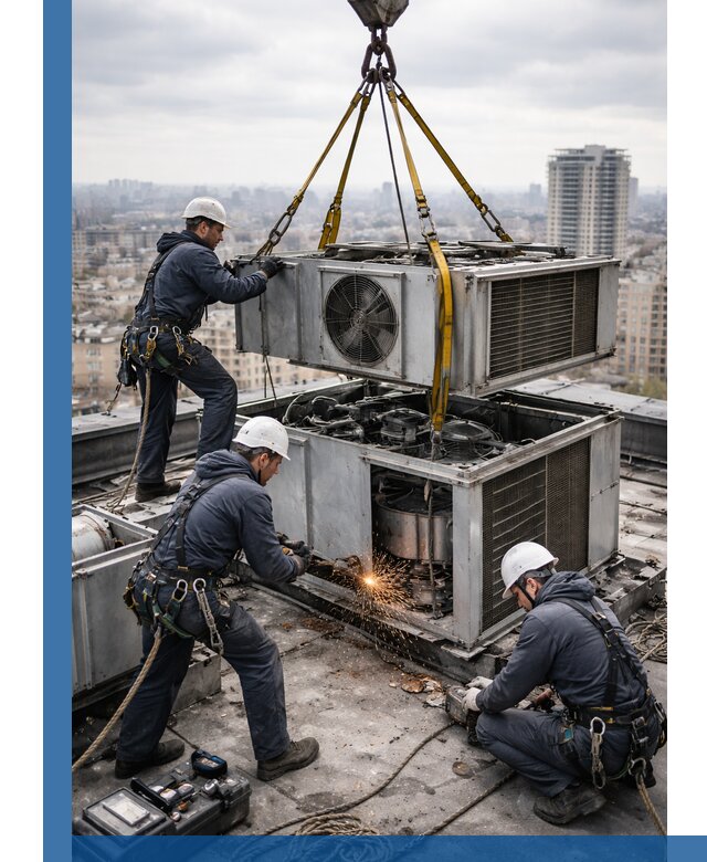 Демонтаж крышной установки в Кингисеппе любой сложности