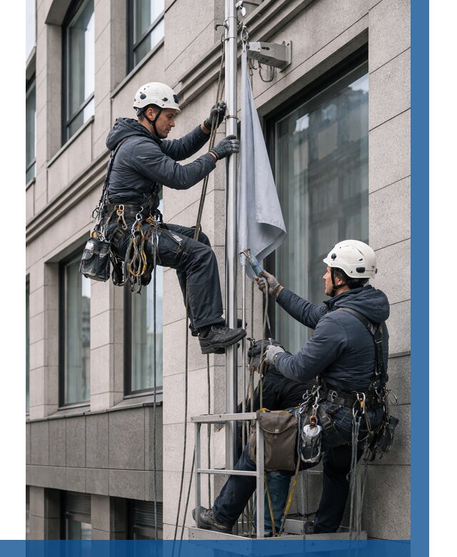 Установка флагов на фасаде в Кингисеппе от 4673 р. | ВЫСОТНИК-Кгп