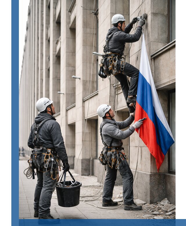 Профессиональная установка флагов на фасаде в Кингисеппе