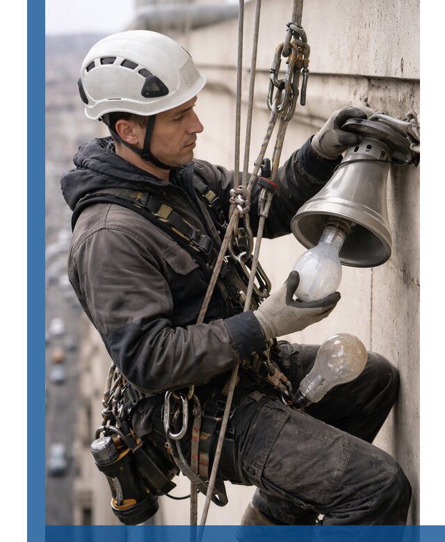 Замена ламп на высоте в Кингисеппе профессионально и быстро