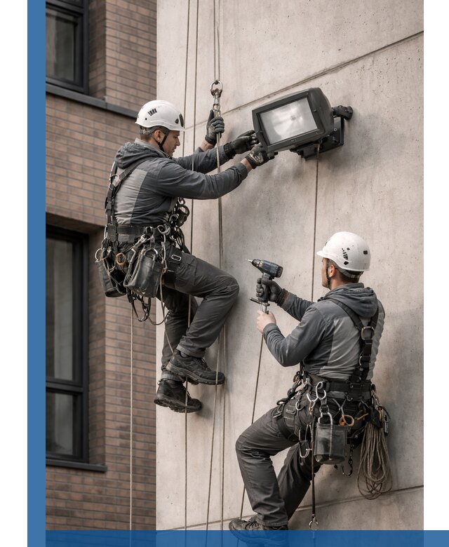 Профессиональный монтаж фасадных прожекторов в Кингисеппе под ключ