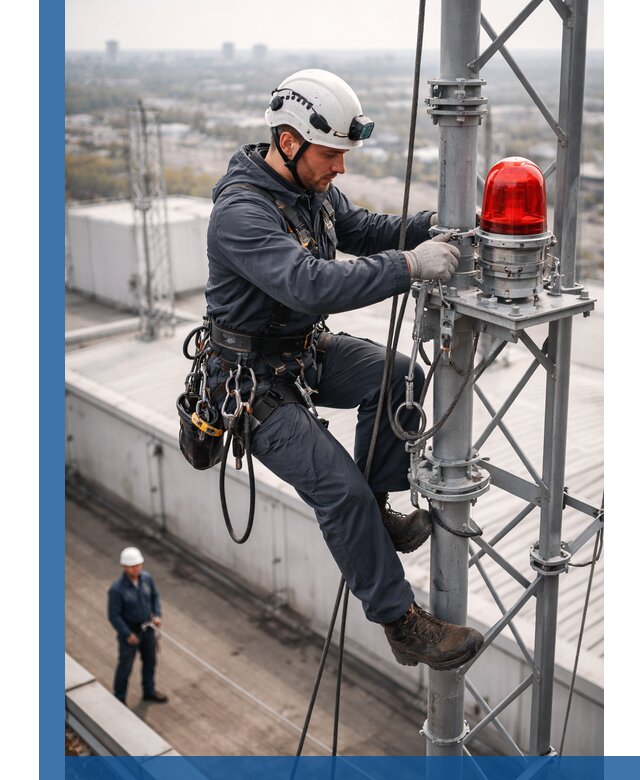 Монтаж заградительных огней и обслуживание объектов в Кингисеппе