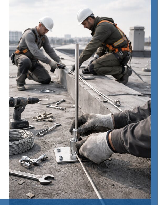 Монтаж молниезащиты на кровле в Кингисеппе цена от 25960 р. | ВЫСОТНИК-Кгп