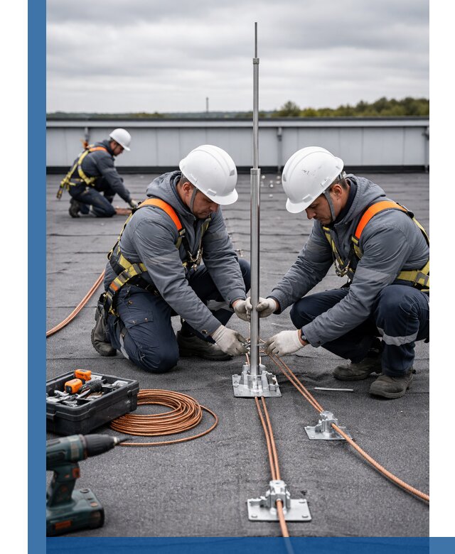 Монтаж молниезащиты на кровле в Кингисеппе под ключ с гарантией