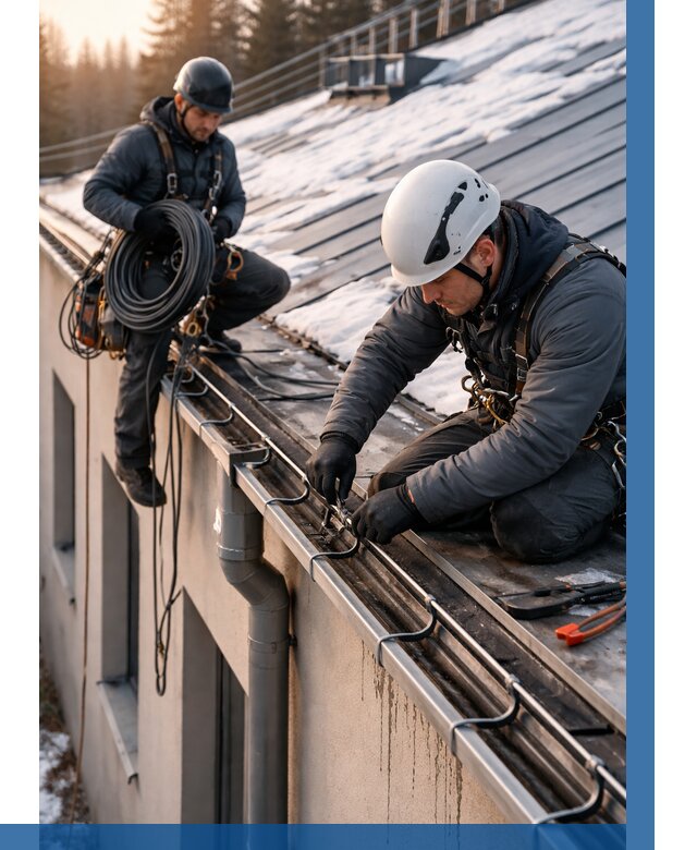 Монтаж греющего кабеля на кровле в Кингисеппе от 467 р. | ВЫСОТНИК-Кгп
