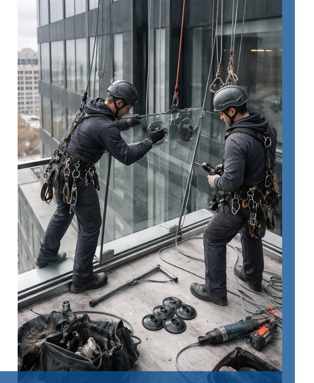 Монтаж стеклянных ограждений в Кингисеппе от 2596 р. | ВЫСОТНИК-Кгп