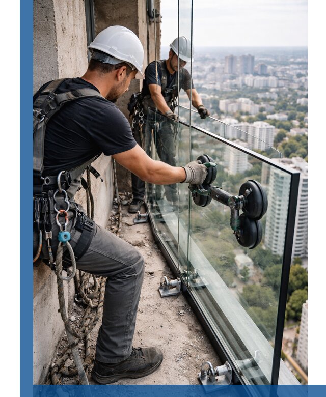 Монтаж стеклянных ограждений под ключ с гарантией в Кингисеппе