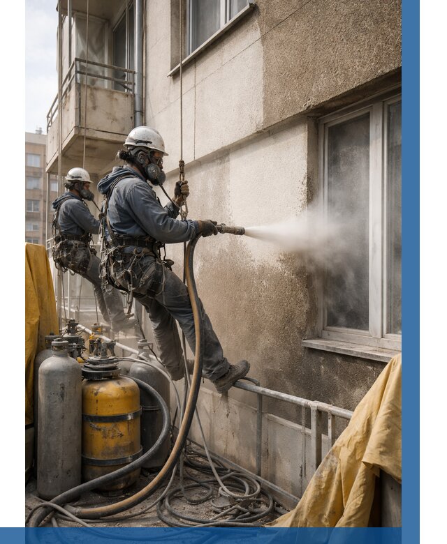 Пескоструйная очистка фасада в Кингисеппе от 675 р. | ВЫСОТНИК-Кгп