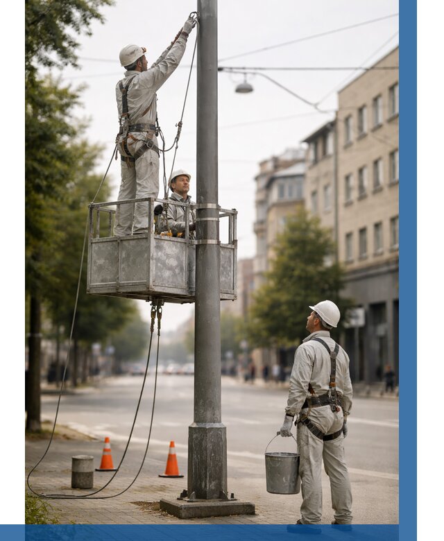 Покраска опор освещения в Кингисеппе от 5192 р. | ВЫСОТНИК-Кгп
