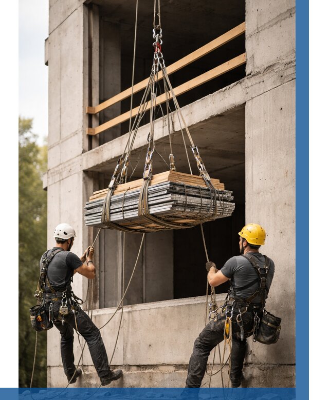 Подъем материала на этаж веревками в Кингисеппе от 1558 р. | ВЫСОТНИК-Кгп