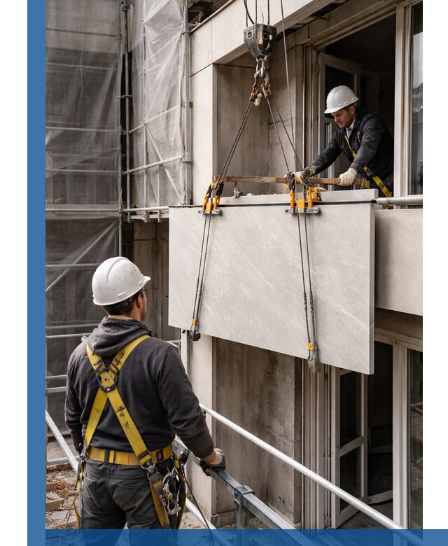 Подъем керамогранита на этаж в Кингисеппе грузчиками и техникой