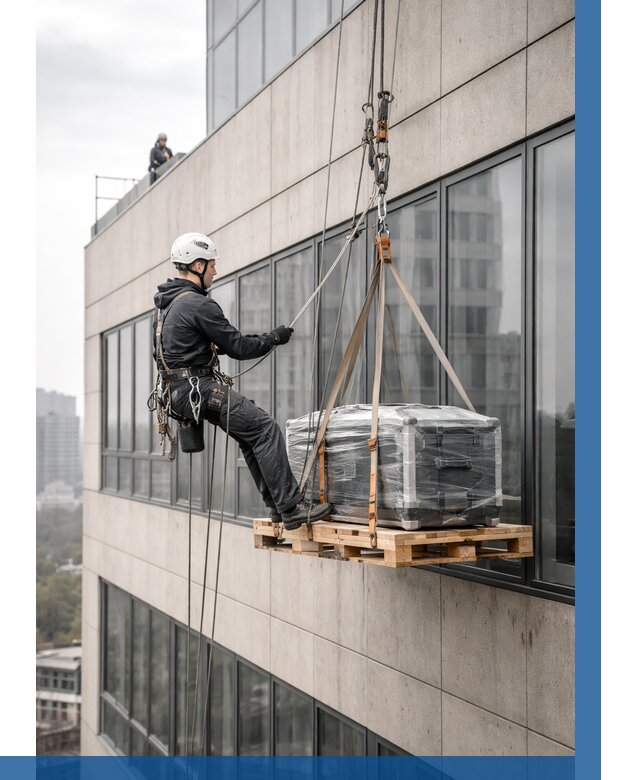 Спуск груза по фасаду в Кингисеппе от 3634 р. | ВЫСОТНИК-Кгп