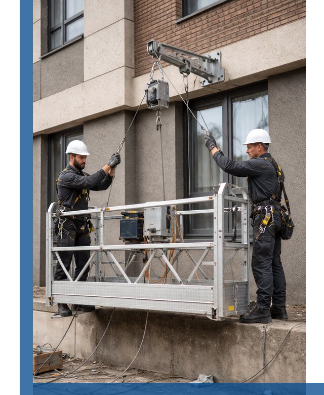 Монтаж и подъем фасадной люльки в Кингисеппе с гарантией безопасности