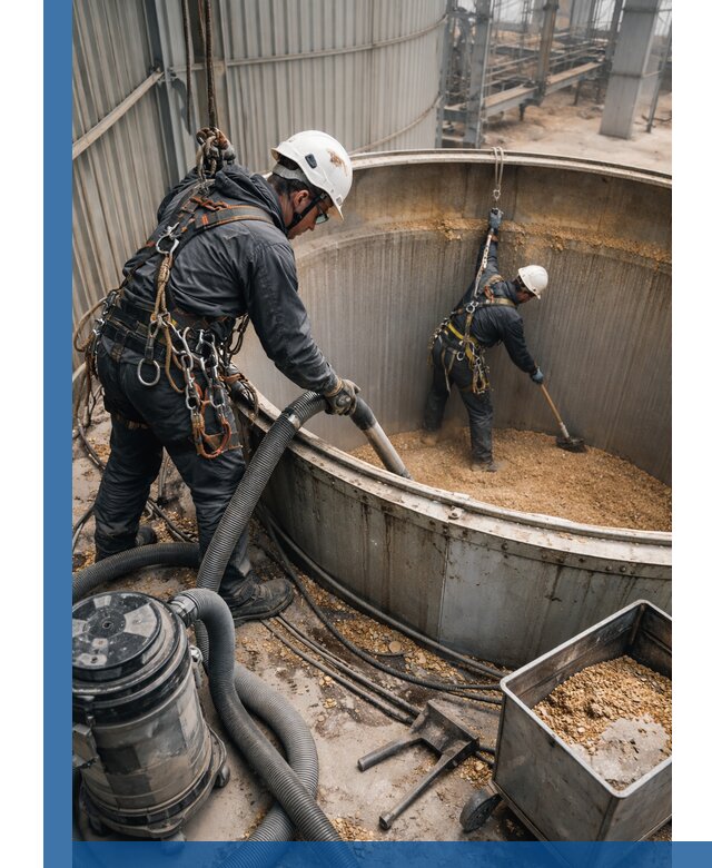 Профессиональная чистка зерновых бункеров в Кингисеппе с выездом