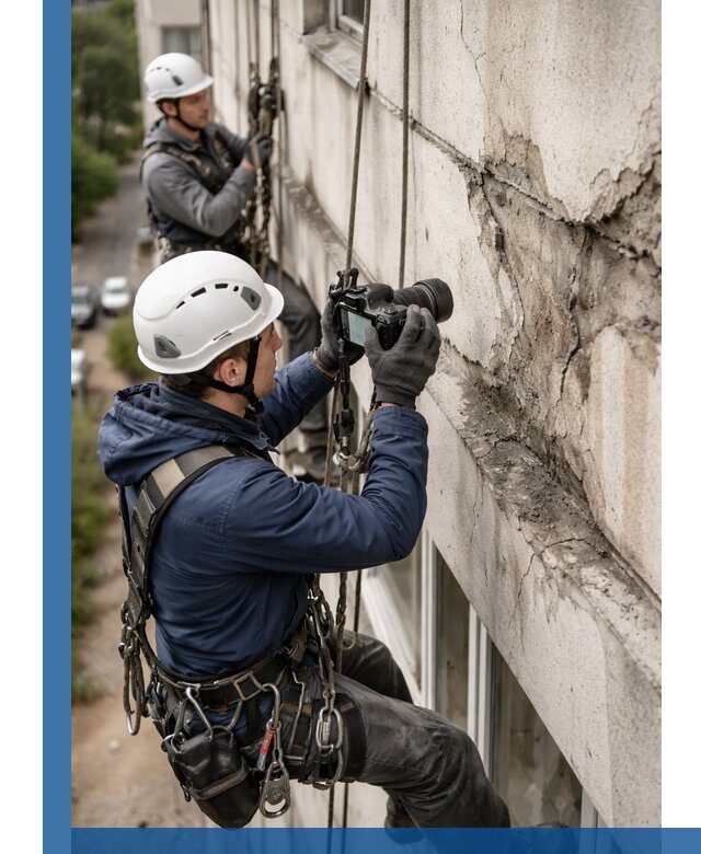 Фотофиксация дефектов фасада с высотной съемкой в Кингисеппе