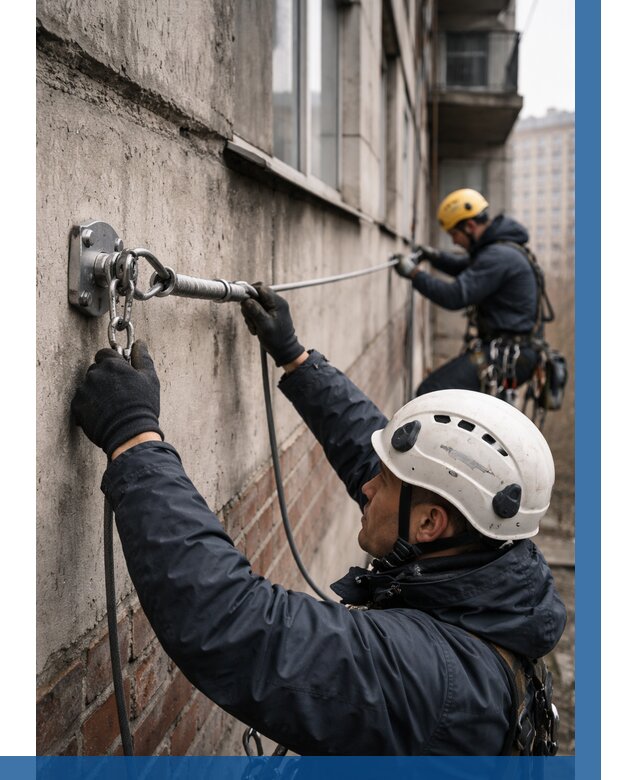 Монтаж анкерных линий в Кингисеппе от 3115 р. | ВЫСОТНИК-Кгп