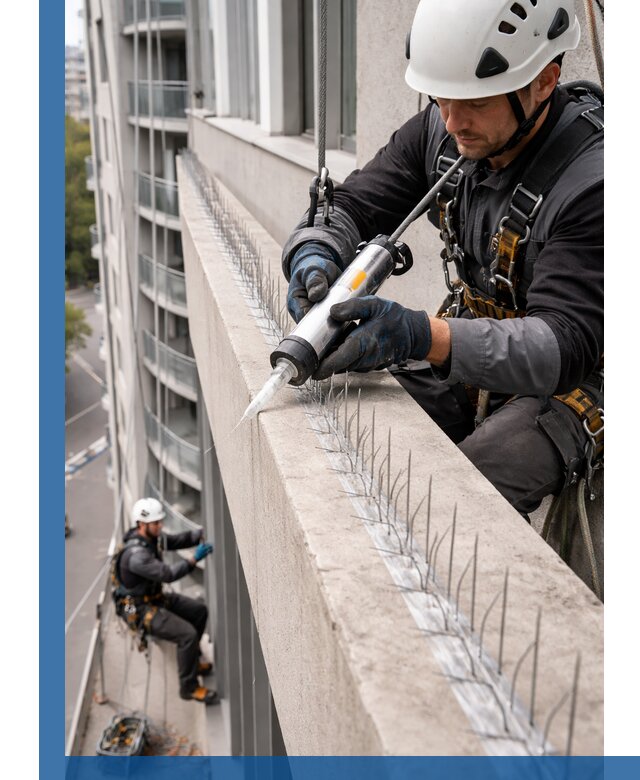 Установка шипов от птиц на фасадах и кровлях в Кингисеппе